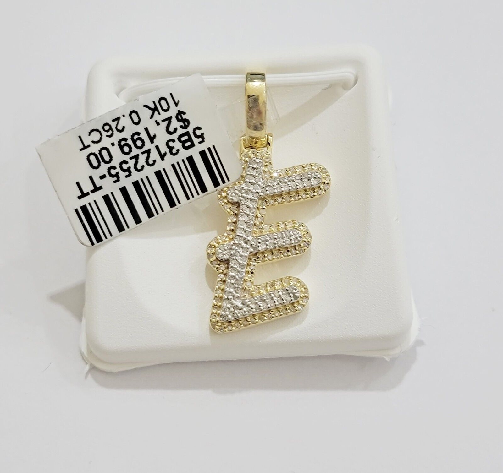 10k Gold Pendant Natural Diamond Initial Charm A - Z Alphabet 10K Yellow Gold REAL - Reva Jeweler