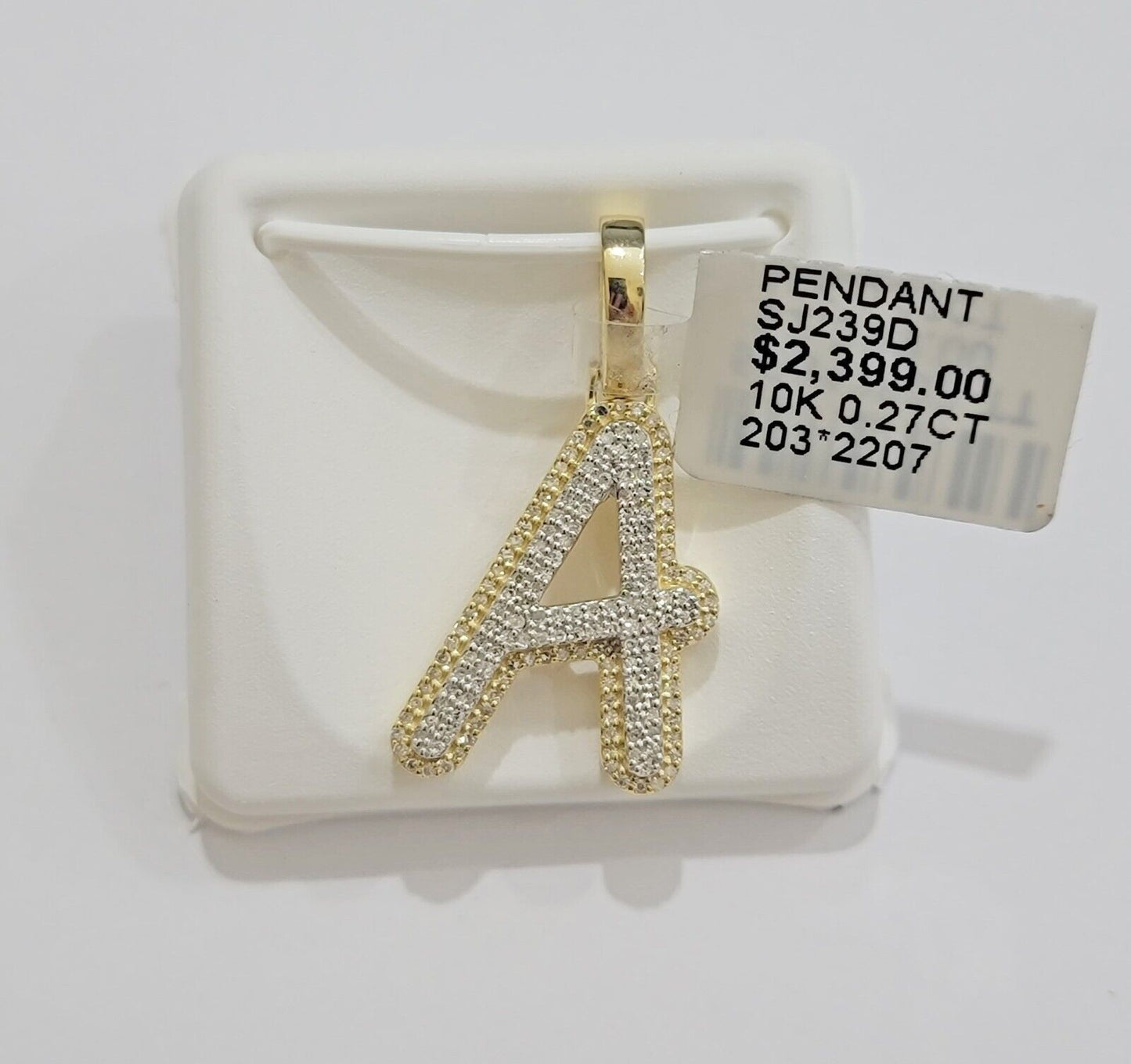 10k Gold Pendant Natural Diamond Initial Charm A - Z Alphabet 10K Yellow Gold REAL - Reva Jeweler