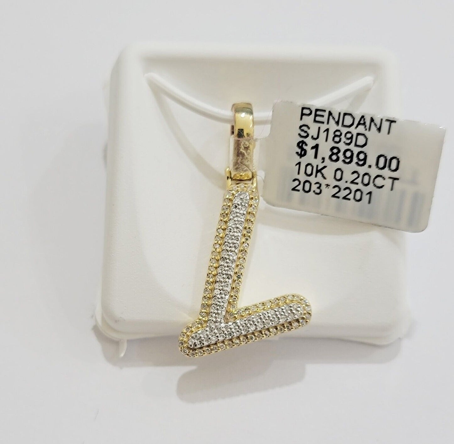 10k Gold Pendant Natural Diamond Initial Charm A - Z Alphabet 10K Yellow Gold REAL - Reva Jeweler
