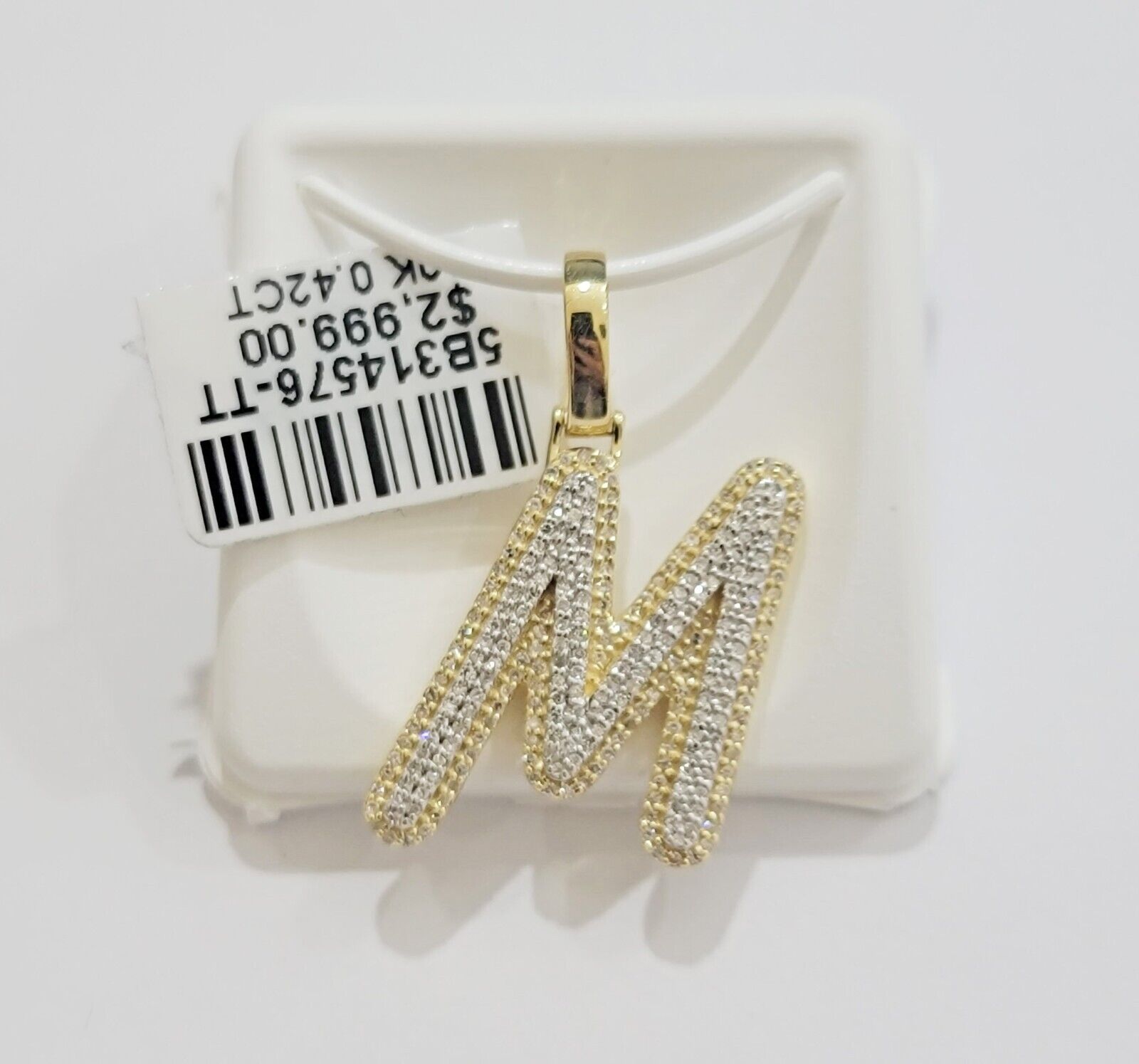 10k Gold Pendant Natural Diamond Initial Charm A - Z Alphabet 10K Yellow Gold REAL - Reva Jeweler