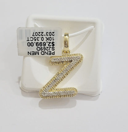 10k Gold Pendant Natural Diamond Initial Charm A - Z Alphabet 10K Yellow Gold REAL - Reva Jeweler