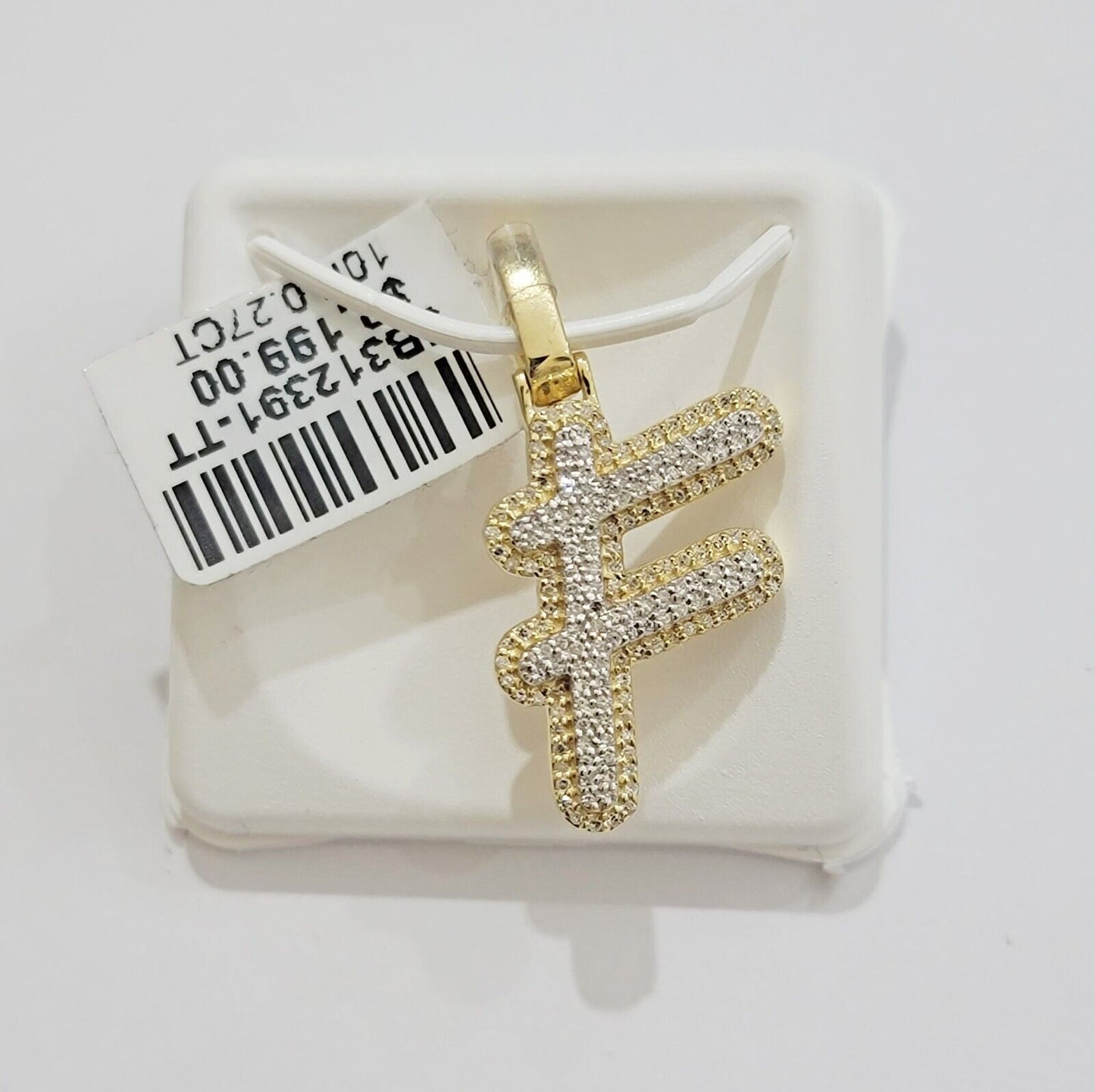 10k Gold Pendant Natural Diamond Initial Charm A - Z Alphabet 10K Yellow Gold REAL - Reva Jeweler