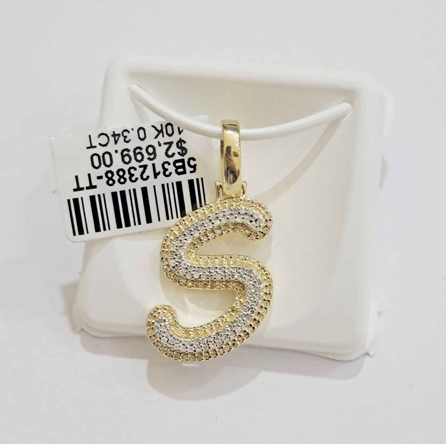 10k Gold Pendant Natural Diamond Initial Charm A - Z Alphabet 10K Yellow Gold REAL - Reva Jeweler