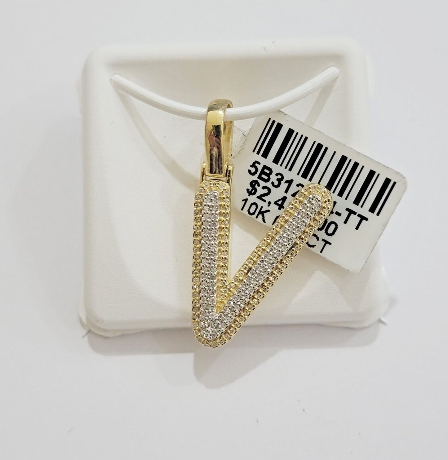 10k Gold Pendant Natural Diamond Initial Charm A - Z Alphabet 10K Yellow Gold REAL - Reva Jeweler