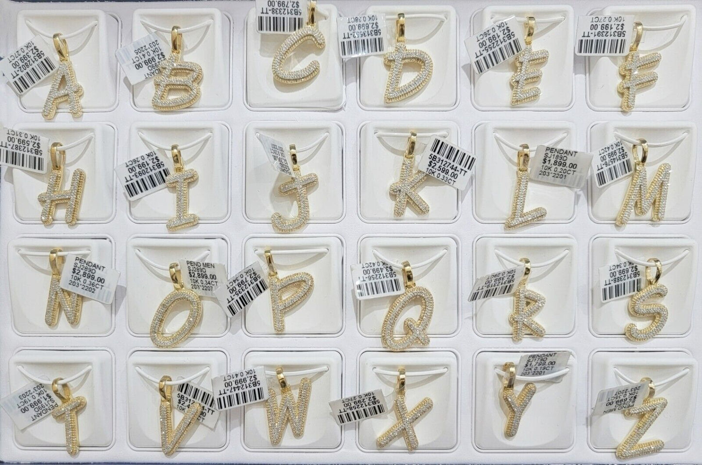 10k Gold Pendant Natural Diamond Initial Charm A - Z Alphabet 10K Yellow Gold REAL - Reva Jeweler