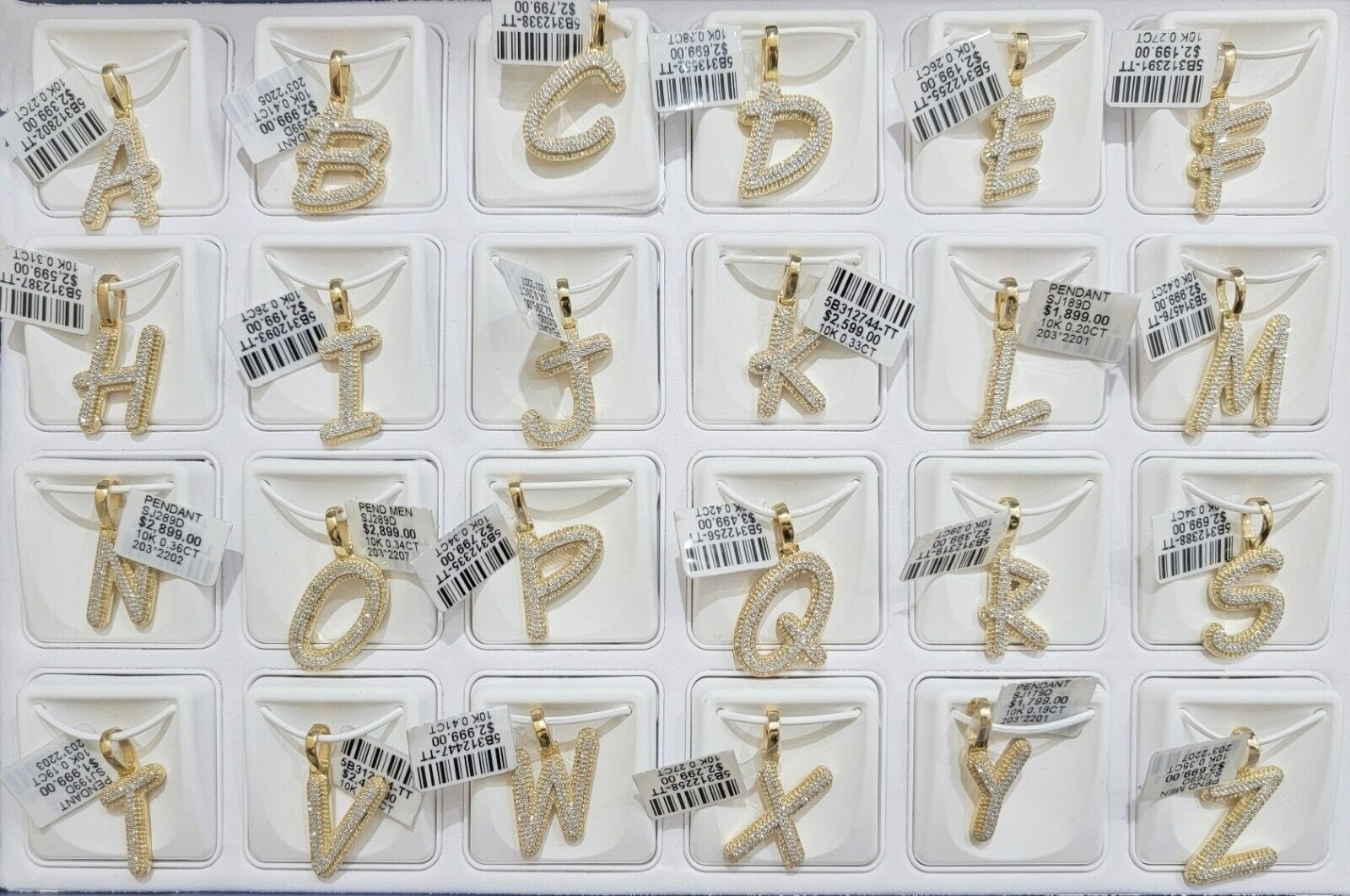 10k Gold Pendant Natural Diamond Initial Charm A - Z Alphabet 10K Yellow Gold REAL - Reva Jeweler