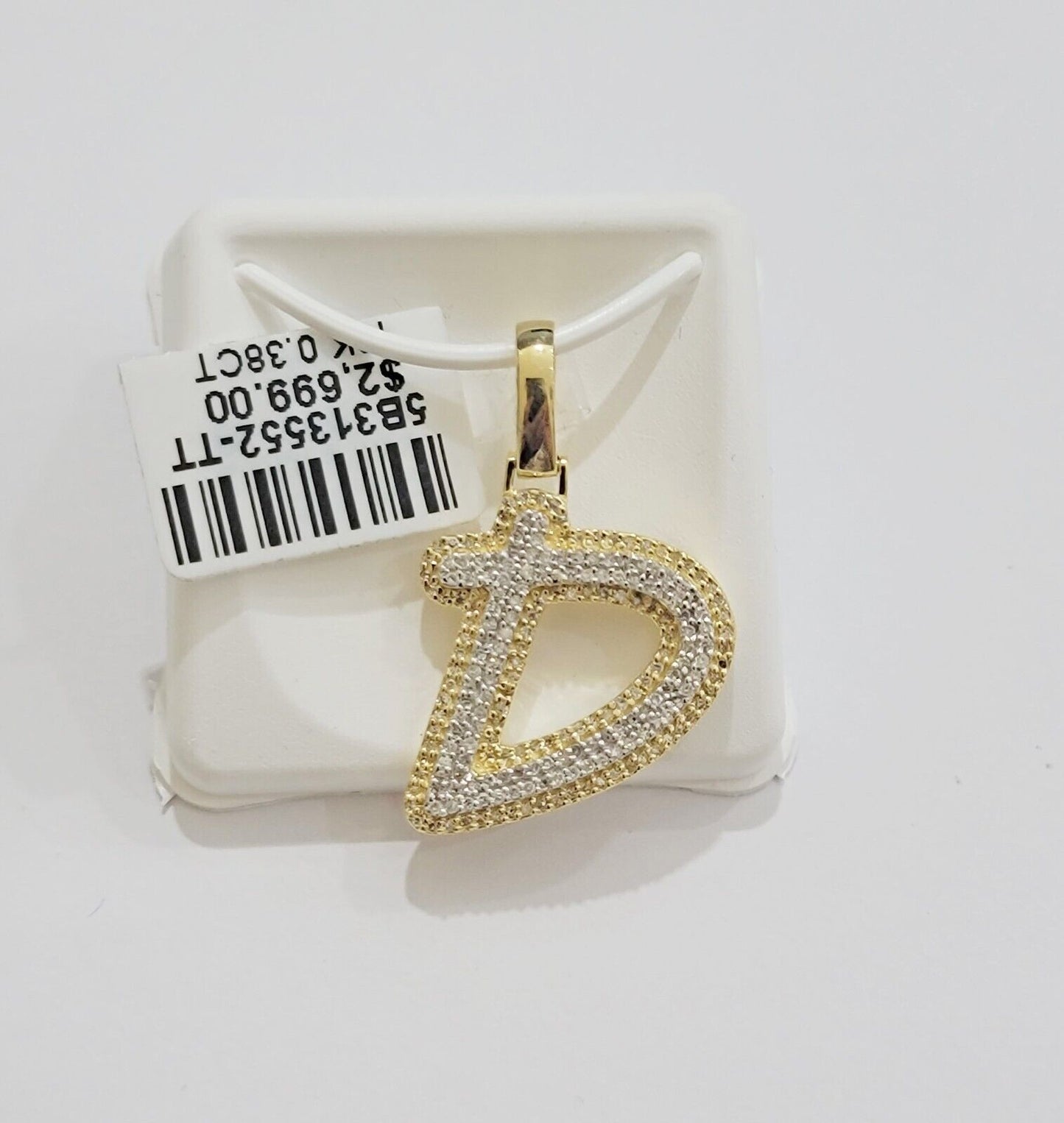 10k Gold Pendant Natural Diamond Initial Charm A - Z Alphabet 10K Yellow Gold REAL - Reva Jeweler