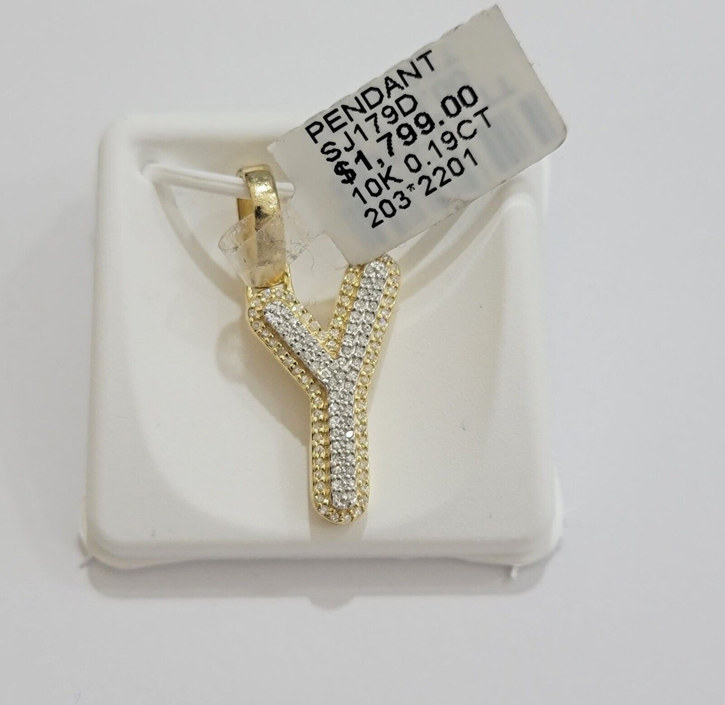 10k Gold Pendant Natural Diamond Initial Charm A - Z Alphabet 10K Yellow Gold REAL - Reva Jeweler