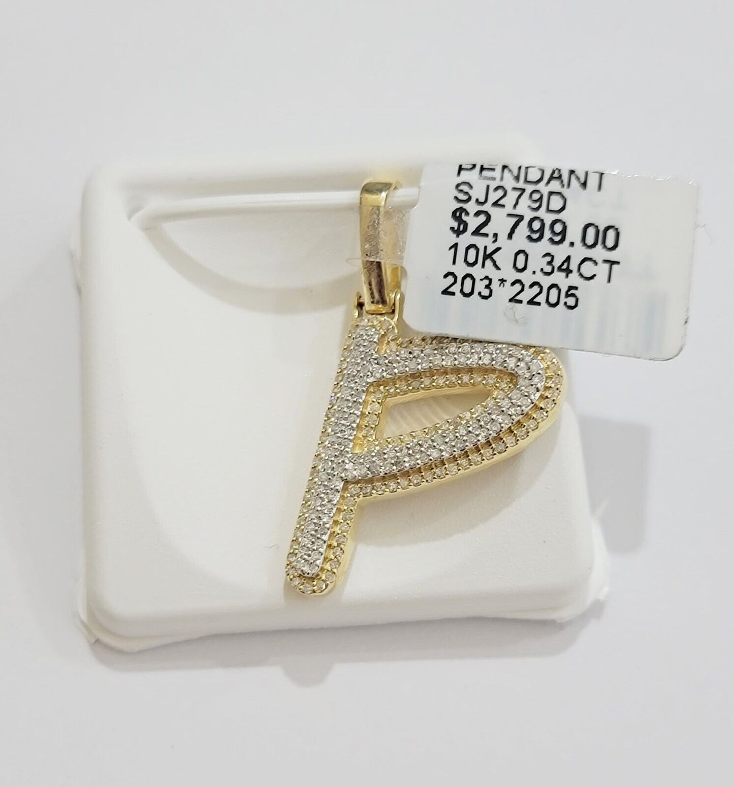 10k Gold Pendant Natural Diamond Initial Charm A - Z Alphabet 10K Yellow Gold REAL - Reva Jeweler