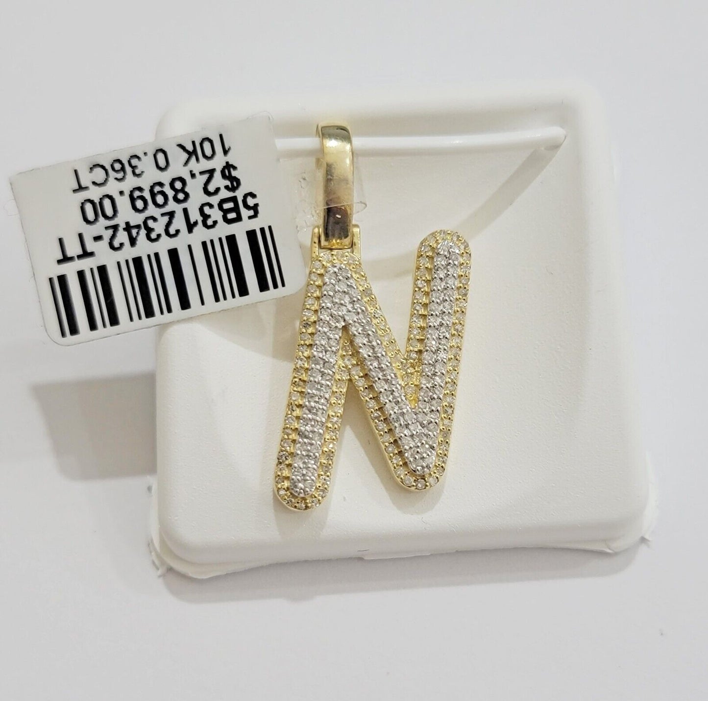 10k Gold Pendant Natural Diamond Initial Charm A - Z Alphabet 10K Yellow Gold REAL - Reva Jeweler