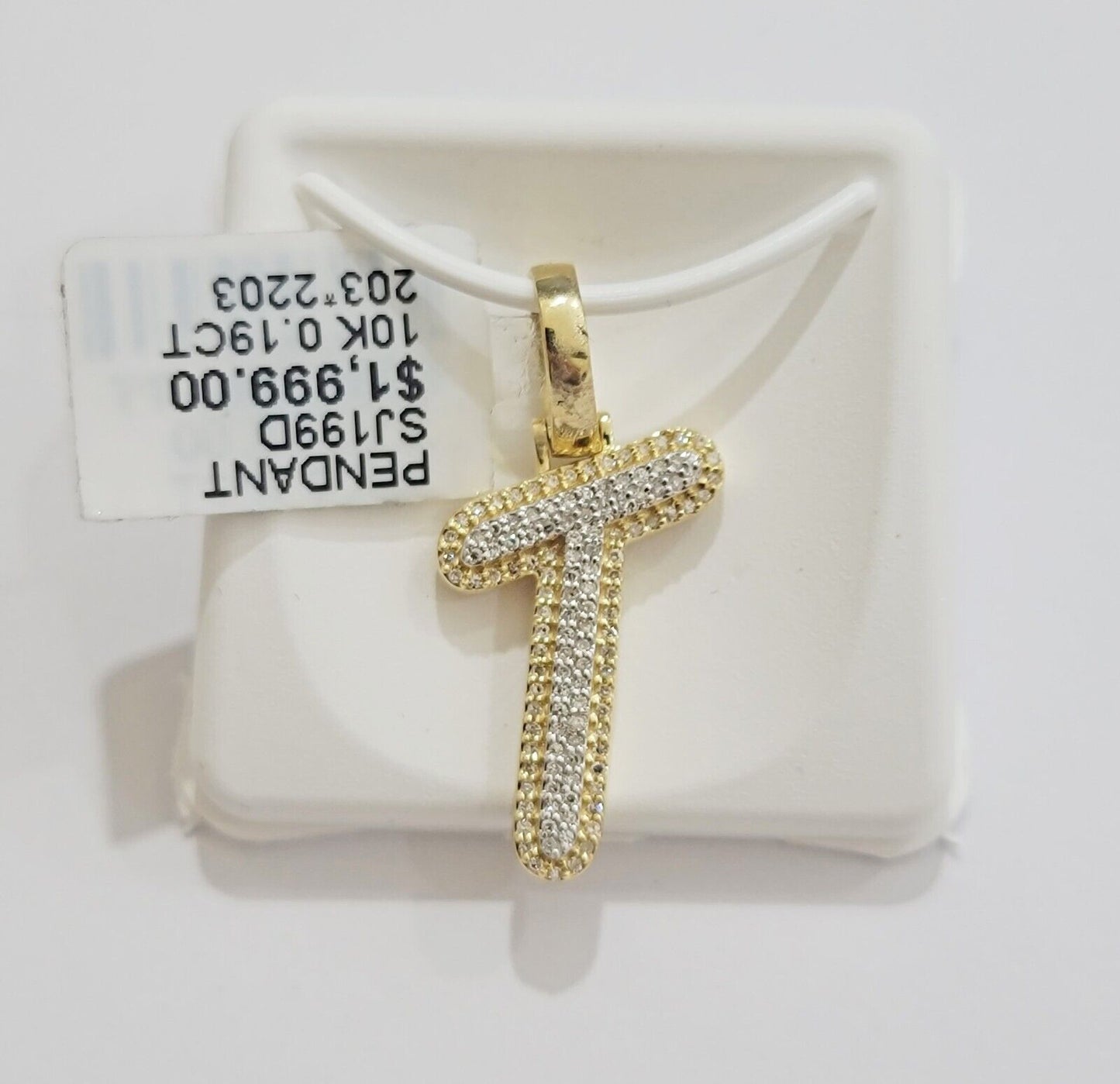 10k Gold Pendant Natural Diamond Initial Charm A - Z Alphabet 10K Yellow Gold REAL - Reva Jeweler
