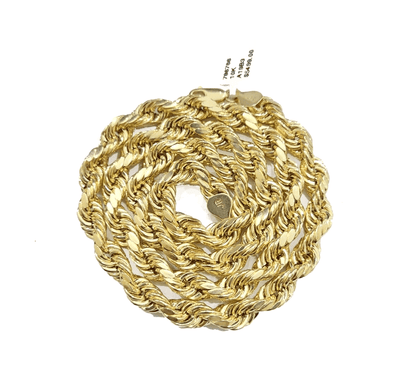 10k Gold Pharaoh Head Charm Rope Chain Necklace 8mm 22'' Set & Pendant 10kt REAL - Reva Jeweler