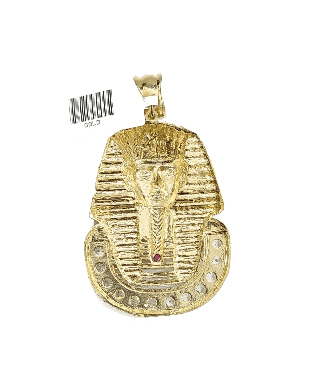 10k Gold Pharaoh Head Charm Rope Chain Necklace 8mm 22'' Set & Pendant 10kt REAL - Reva Jeweler