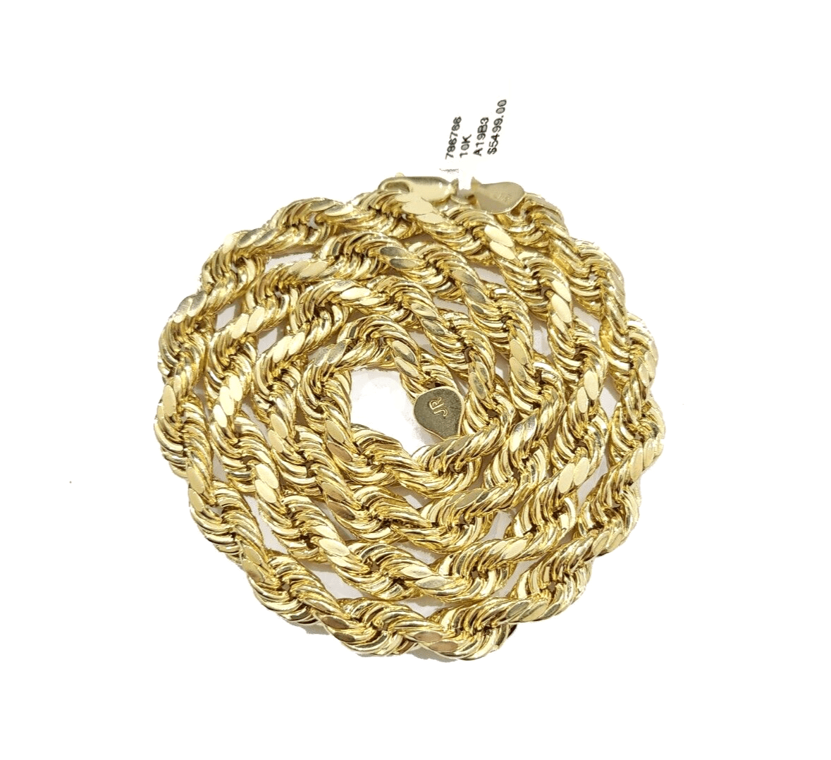 10k Gold Pharaoh Head Charm Rope Chain Necklace 8mm 26'' Set & Pendant 10kt REAL - Reva Jeweler