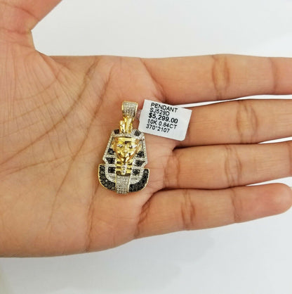 10k Gold Pharaoh Head Pendant Real Diamond Charm - Reva Jeweler
