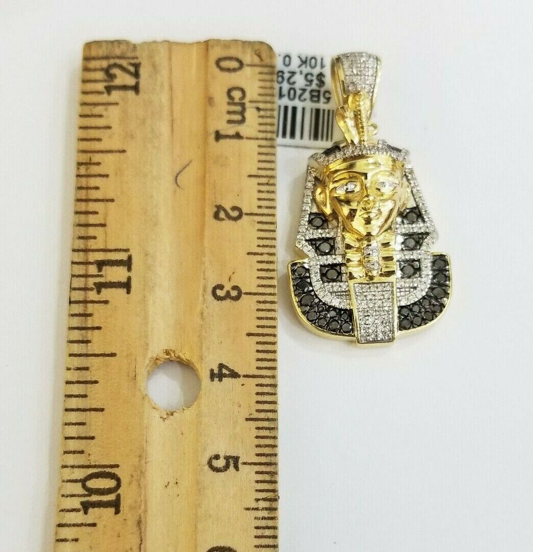 10k Gold Pharaoh Head Pendant Real Diamond Charm - Reva Jeweler