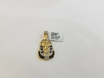 10k Gold Pharaoh Head Pendant Real Diamond Charm - Reva Jeweler