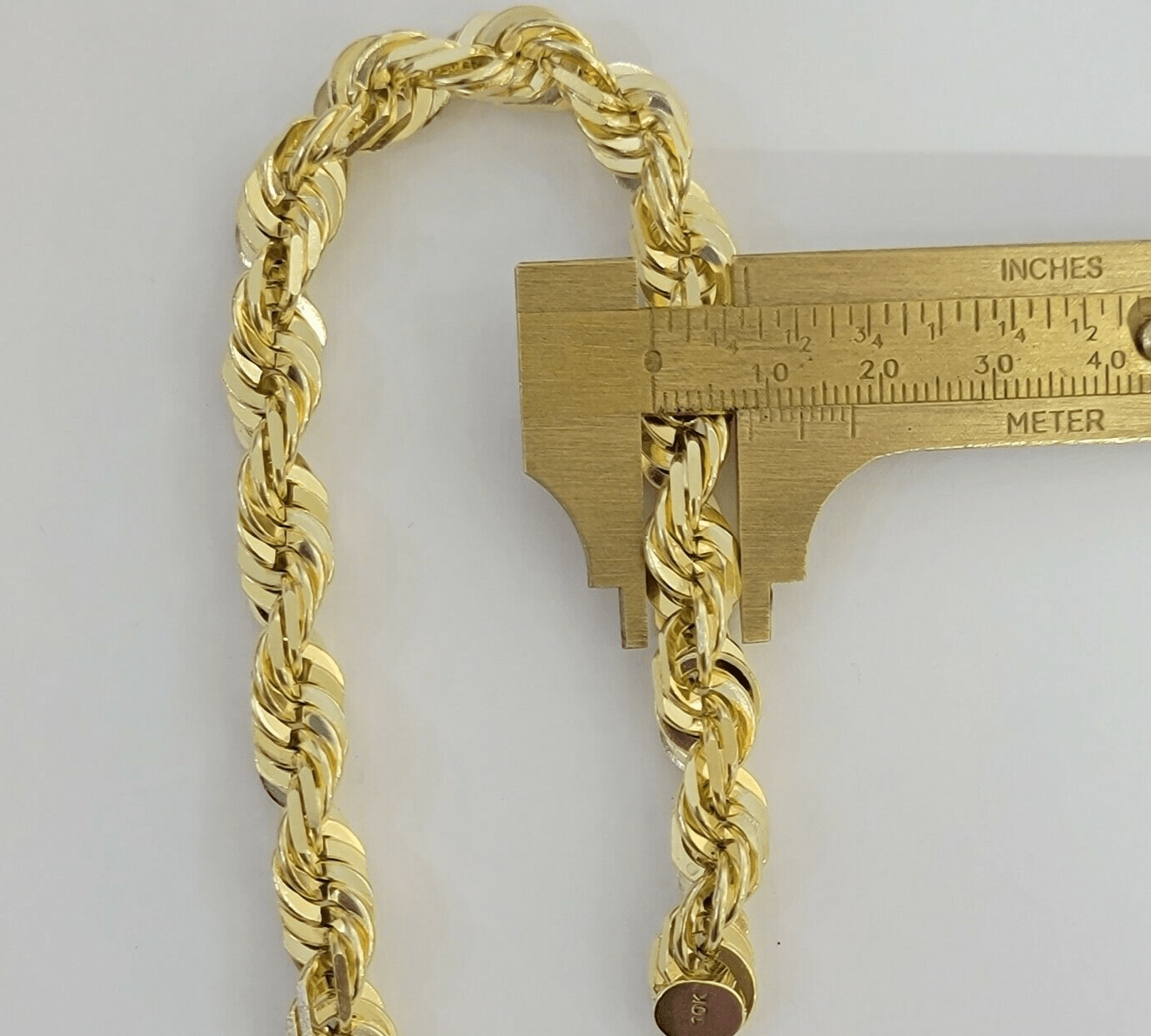10k Gold Rope Bracelet 9 Inch 10mm Diamond Cuts Real Solid Link 10KT Yellow Gold - Reva Jeweler