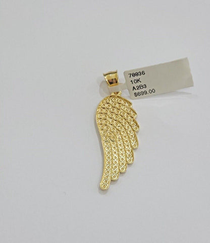 10k Gold Rope Chain Angel Wing Charm Pendant Set 22" Inch 3mm Necklace REAL SALE - Reva Jeweler