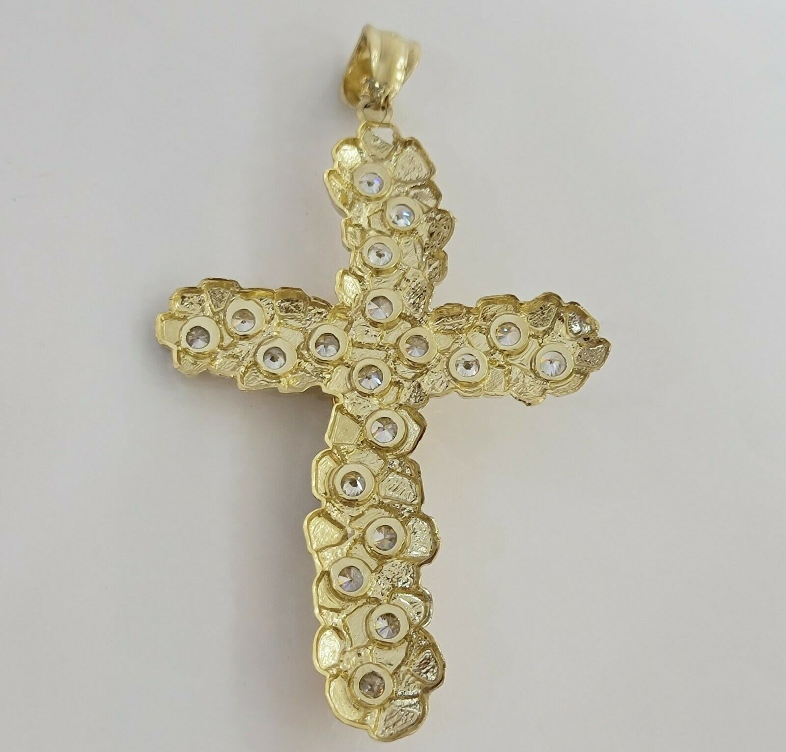 10k Gold Rope Chain & Cross Charm Pendant Mens 10kt Yellow Gold 8mm 26" Necklace - Reva Jeweler