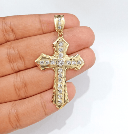 10k Gold Rope Chain Cross Charm Pendant Set Necklace 22" inch 5mm, REAL 10kt Men - Reva Jeweler