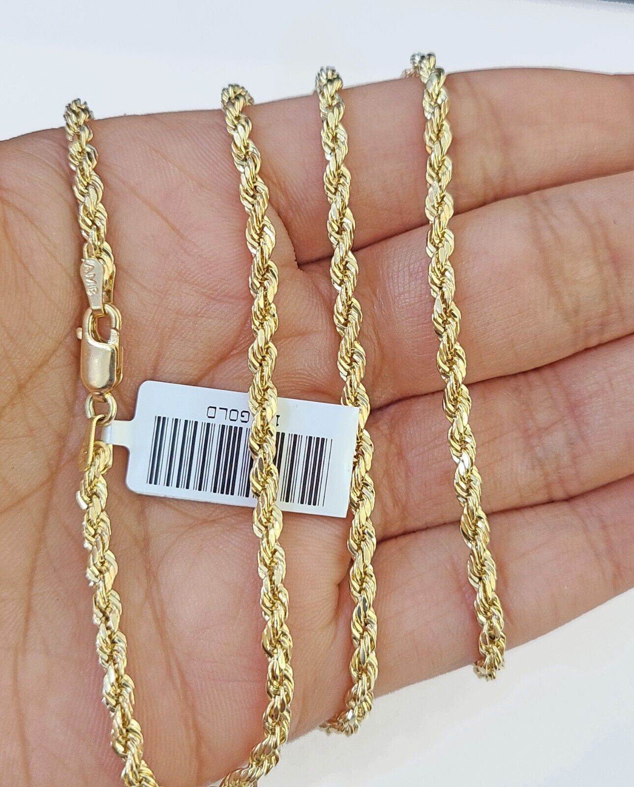 10k Gold Rope Chain & Cross Charm Pendent SET 3mm 22 Inches Necklace , Real 10kt - Reva Jeweler
