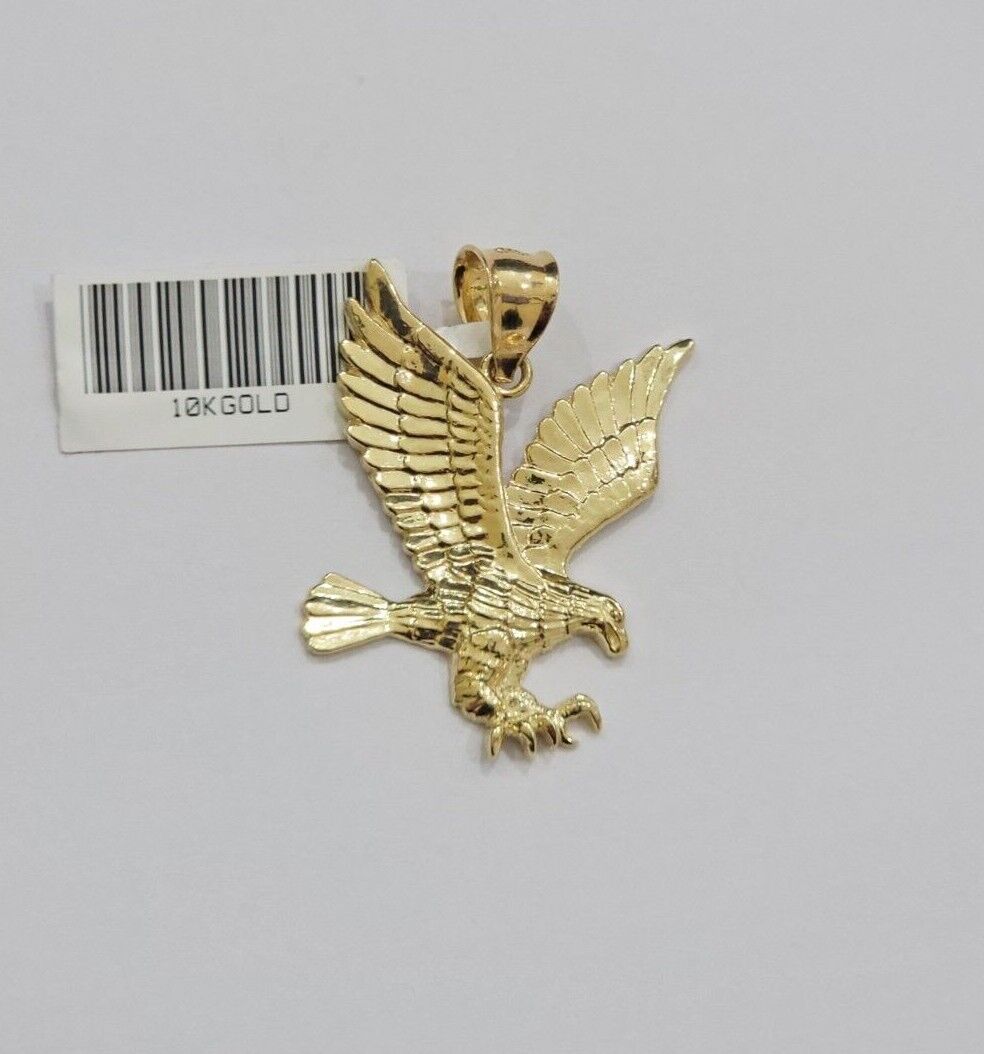10k Gold Rope Chain Eagle Charm Pendant Set 22'' Inches 3mm Necklace REAL SALE - Reva Jeweler