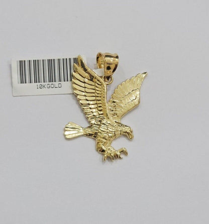 10k Gold Rope Chain Eagle Charm Pendant Set 22'' Inches 3mm Necklace REAL SALE - Reva Jeweler