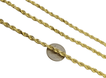 10k Gold Rope Chain For Men Necklace Diamond Cut 6mm 22 Inch SOLID On Sale - Reva Jeweler