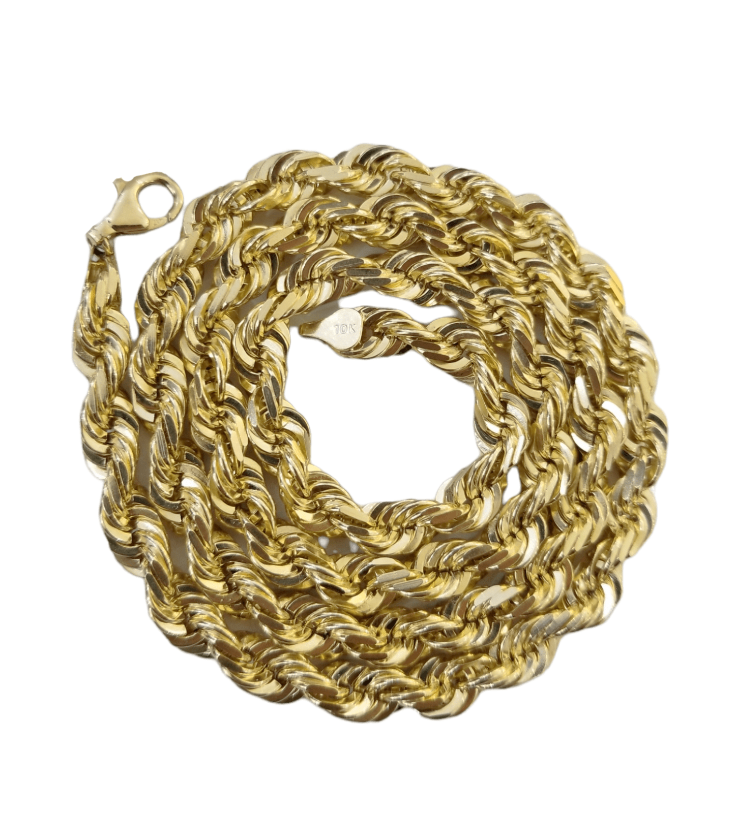 10k Gold Rope Chain For Men Necklace Diamond Cut 6mm 22 Inch SOLID On Sale - Reva Jeweler