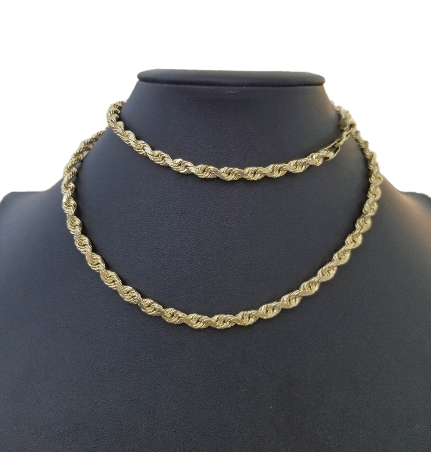 10k Gold Rope Chain For Men Necklace Diamond Cut 6mm 22 Inch SOLID On Sale - Reva Jeweler
