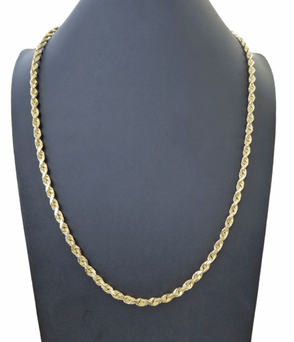 10k Gold Rope Chain For Men Necklace Diamond Cut 6mm 22 Inch SOLID On Sale - Reva Jeweler