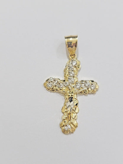 10k Gold Rope Chain Jesus Cross Charm Pendant Set 18 - 28" inch 4mm Necklace, REAL - Reva Jeweler