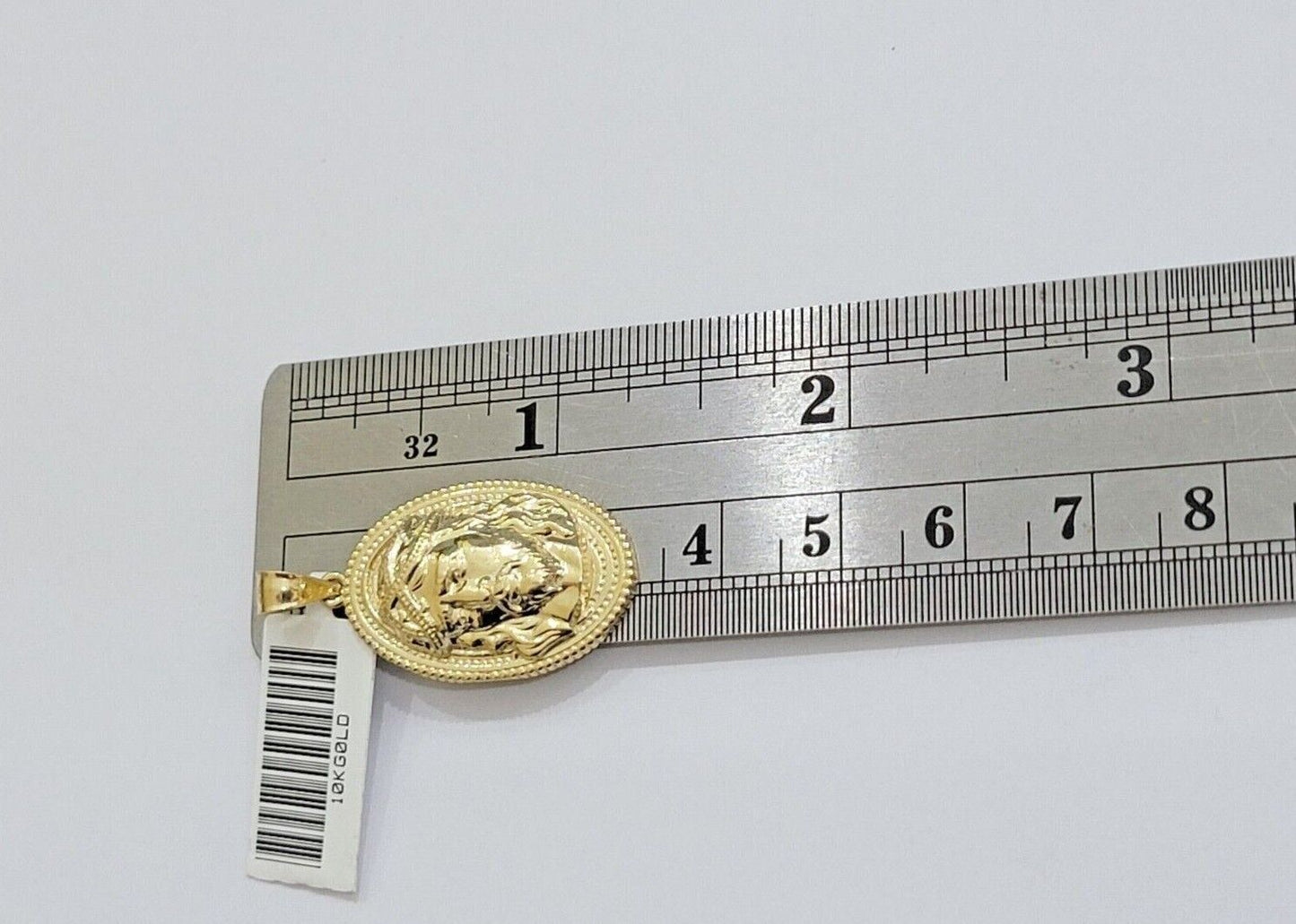 10k Gold Rope Chain Jesus Head Charm Pendant Set 22" Inch 3mm Necklace REAL SALE - Reva Jeweler