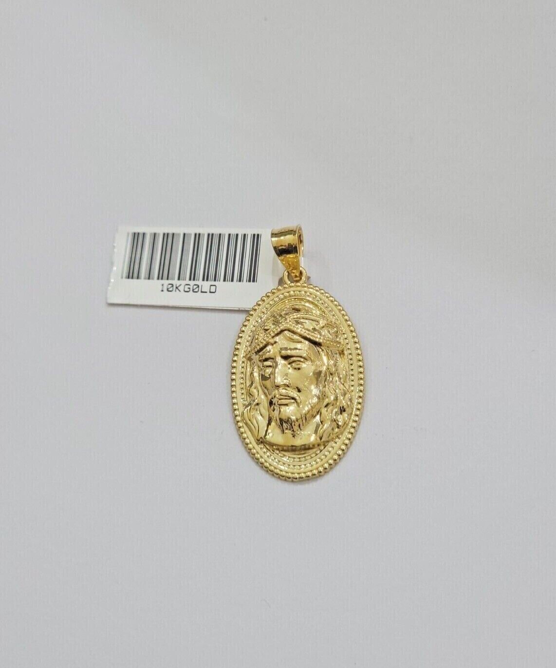 10k Gold Rope Chain Jesus Head Charm Pendant Set 22" Inch 3mm Necklace REAL SALE - Reva Jeweler