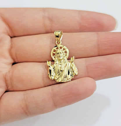 10k Gold Rope Chain Jesus Head pendant Set 3mm 24 Inch Necklace & Charm REAL 10k - Reva Jeweler