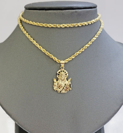 10k Gold Rope Chain Jesus Head pendant Set 3mm 24 Inch Necklace & Charm REAL 10k - Reva Jeweler