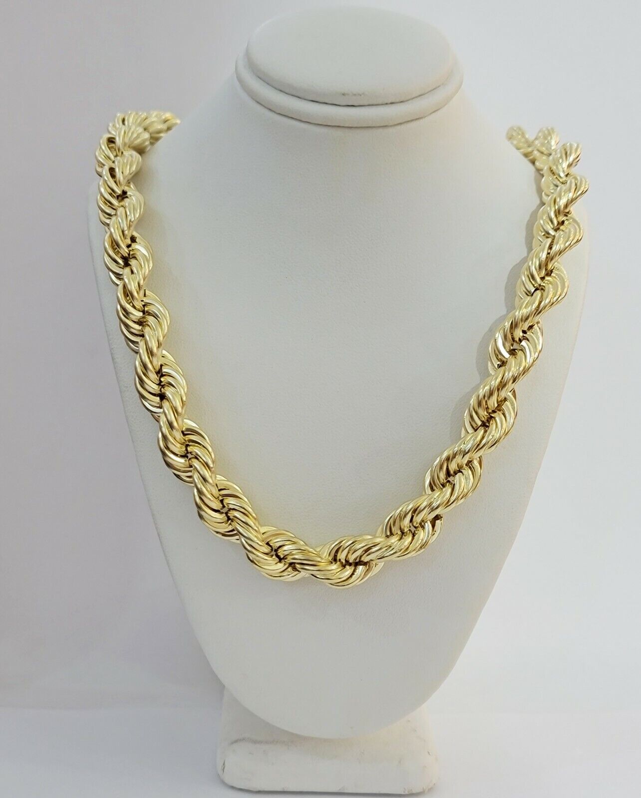 10k Gold Rope Chain Mens 22 Inch Necklace 12mm REAL 10kt Yellow Gold , Thick - Reva Jeweler