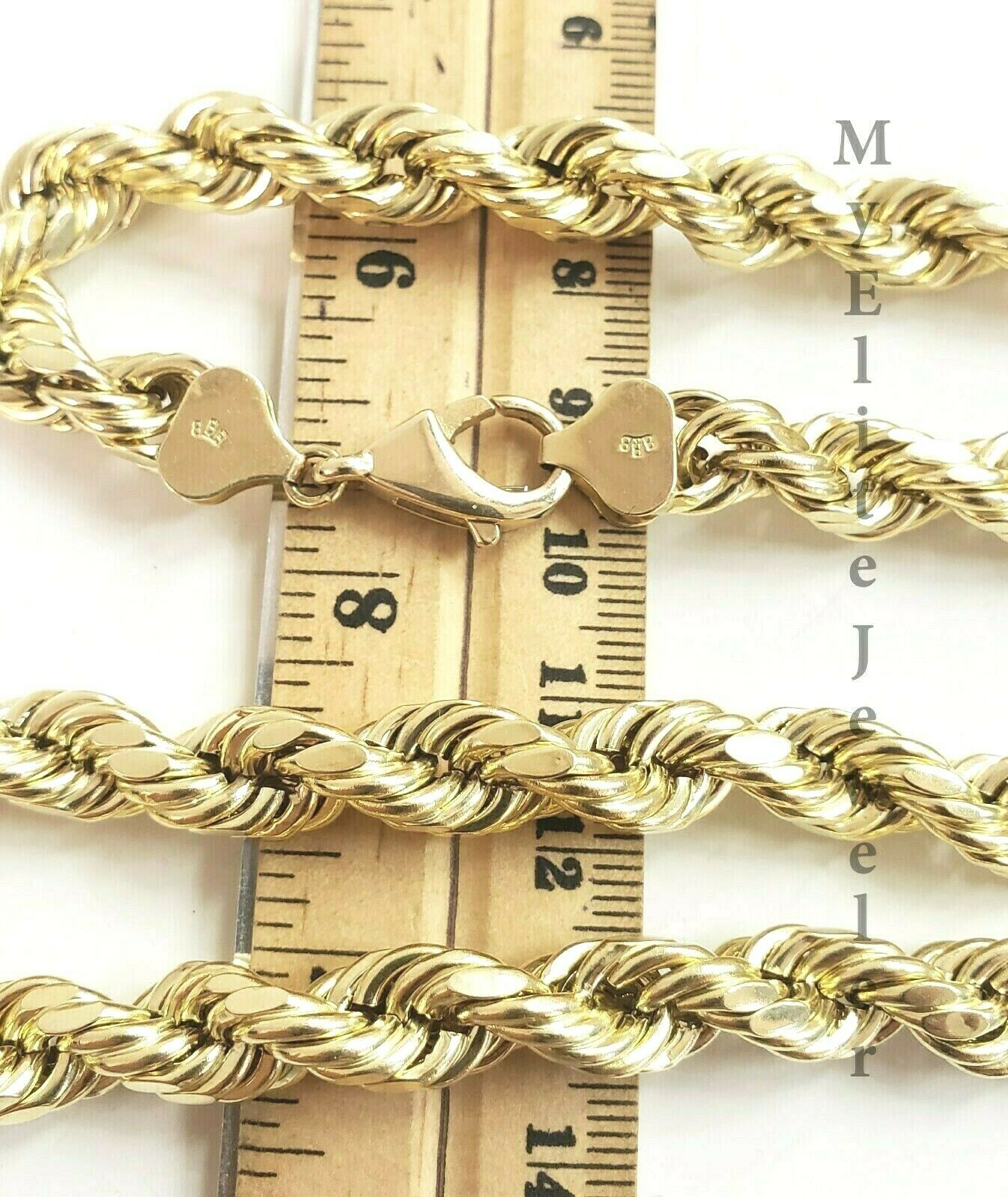 10K Gold Rope Chain Necklace 20 Inch 8mm Yellow Gold Lobster Lock , REAL GOLD - Reva Jeweler