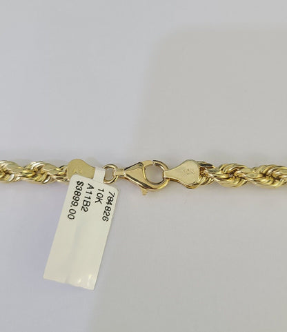 10k Gold Rope chain Necklace 22 Inch 6mm Diamond Cut REAL 10kt Yellow Gold - GoldenlinQ