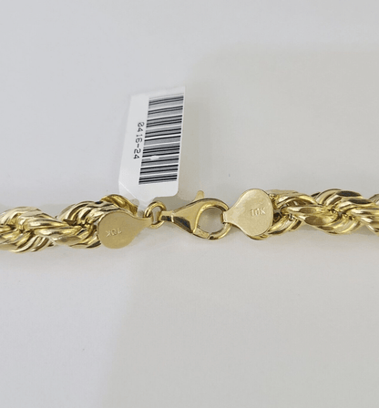 10k Gold Rope Chain Necklace 26 Inch 8mm Diamond Cut REAL 10kt Yellow Gold - GoldenlinQ