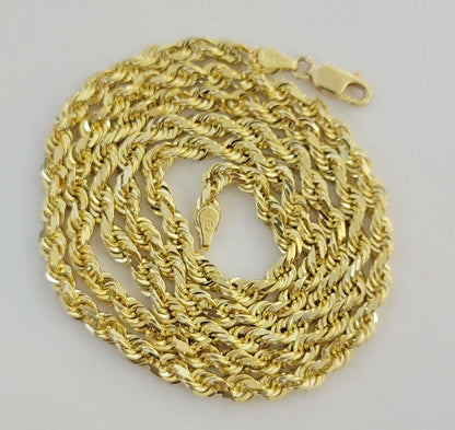 10k Gold Rope Chain necklace Hamsa Diamond Pendant Hamza Charm Necklace REAL - Reva Jeweler