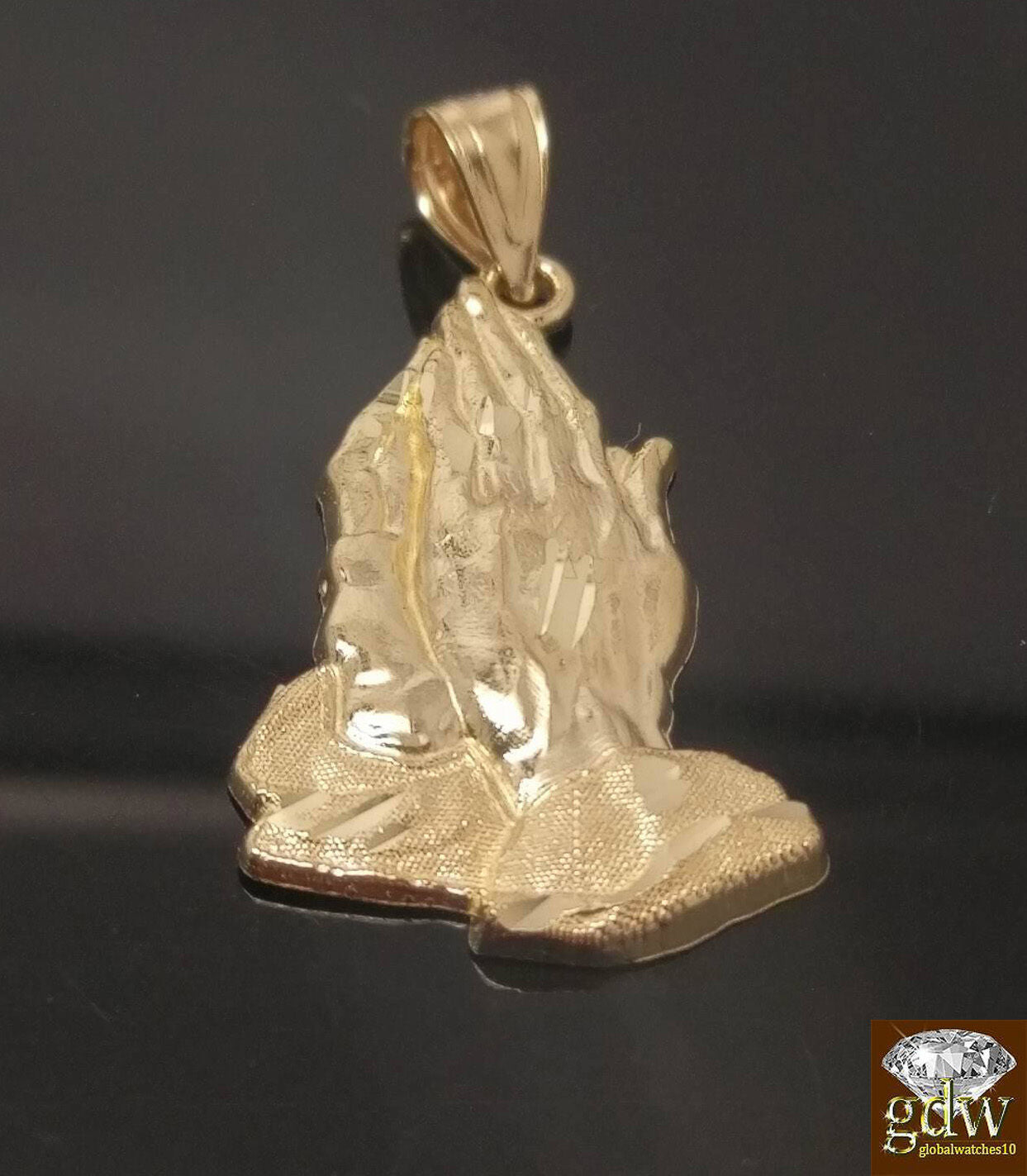 10k Gold Rope Necklace 20" 2mm Chain Praying Hand Charm Pendant Men Women - Reva Jeweler