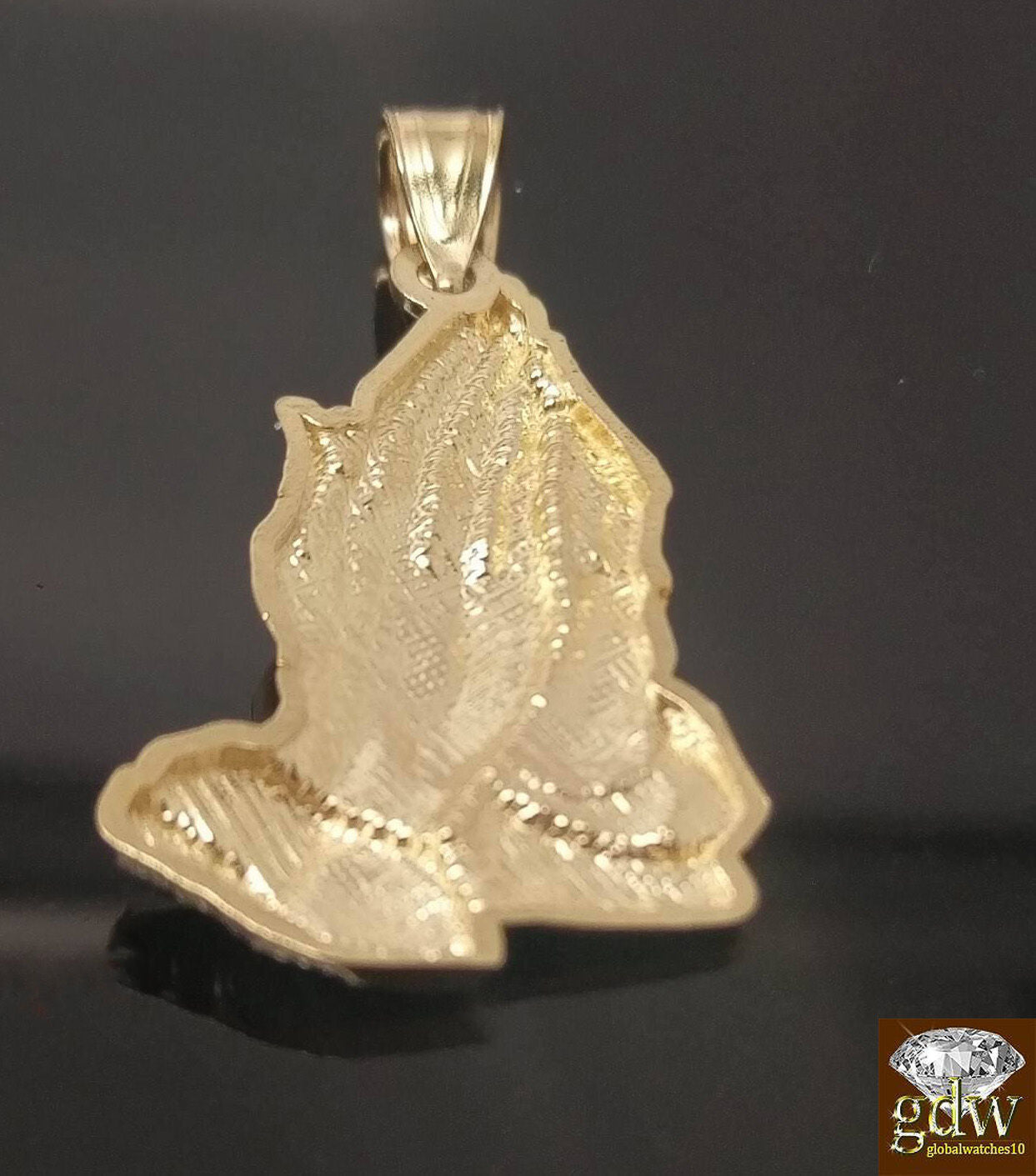 10k Gold Rope Necklace 20" 2mm Chain Praying Hand Charm Pendant Men Women - Reva Jeweler
