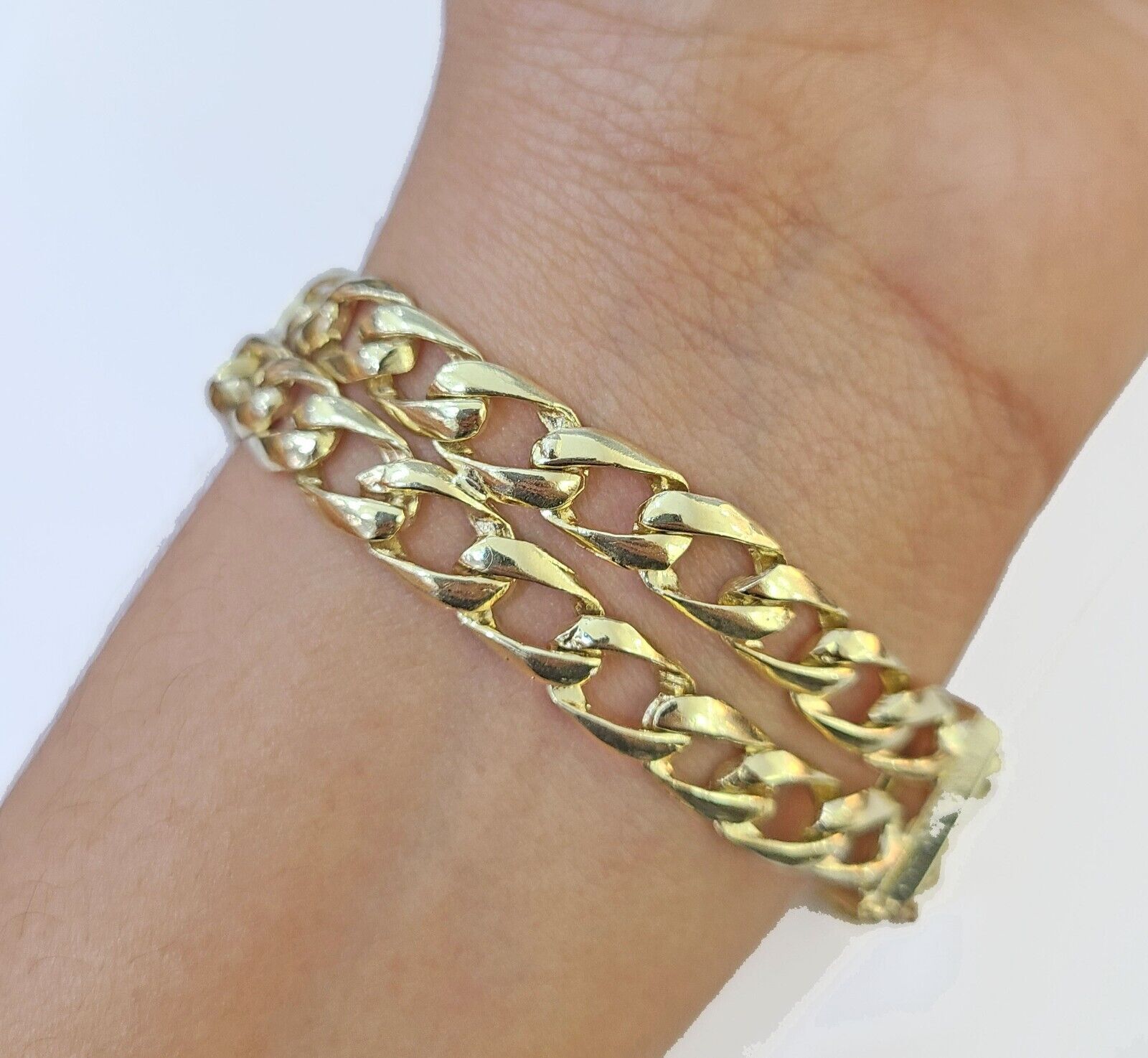 10k Gold Saint Barbara Miami Cuban Bracelet Size 8" 15mm - Reva Jeweler