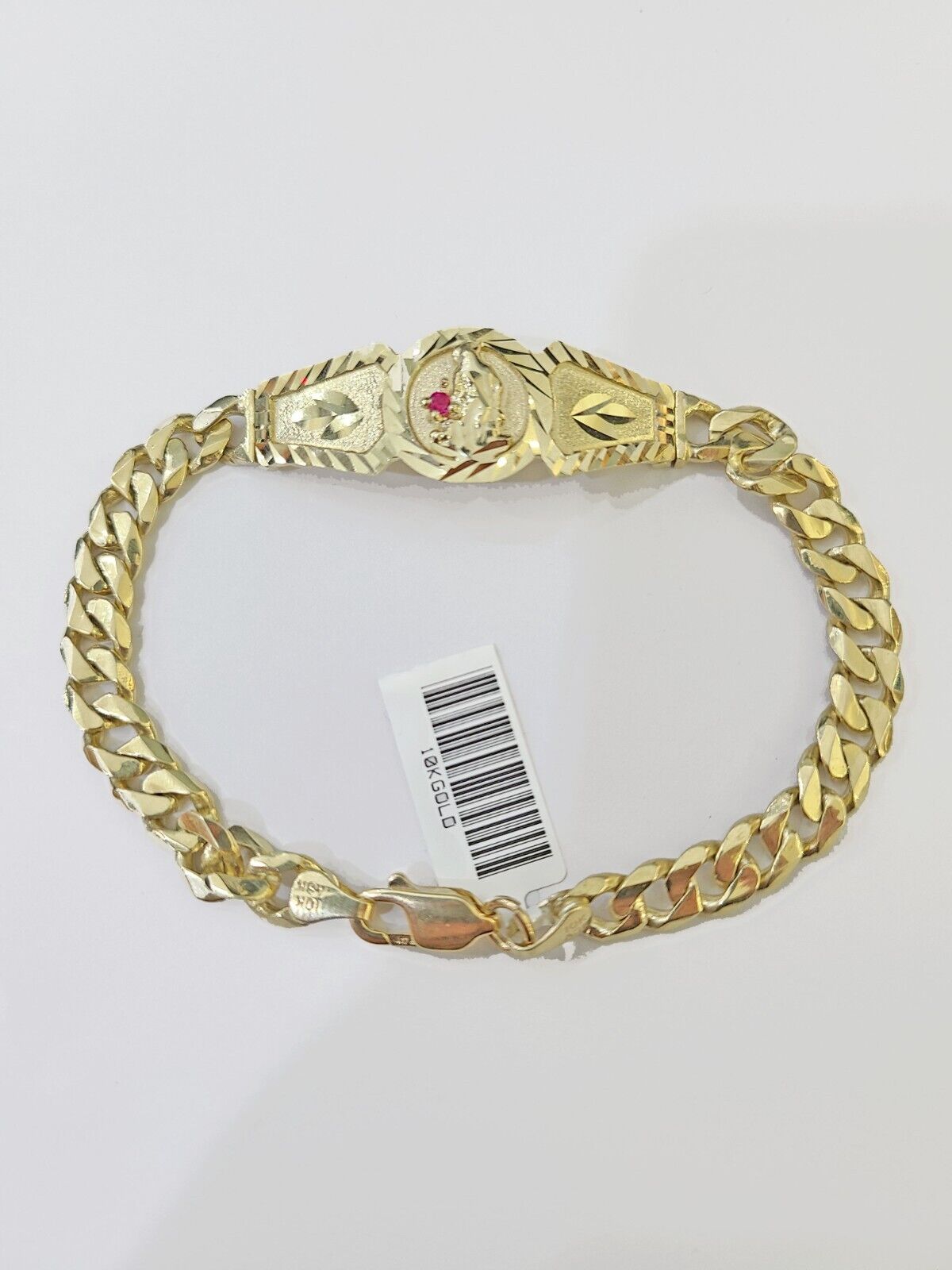 10k Gold St Lazaro Miami Cuban Bracelet Size 8" Inches 7mm 10kt Mens Ladies - Reva Jeweler