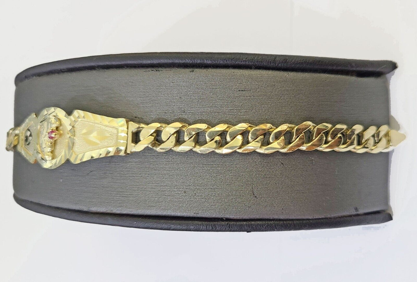10k Gold St Lazaro Miami Cuban Bracelet Size 8" Inches 7mm 10kt Mens Ladies - Reva Jeweler