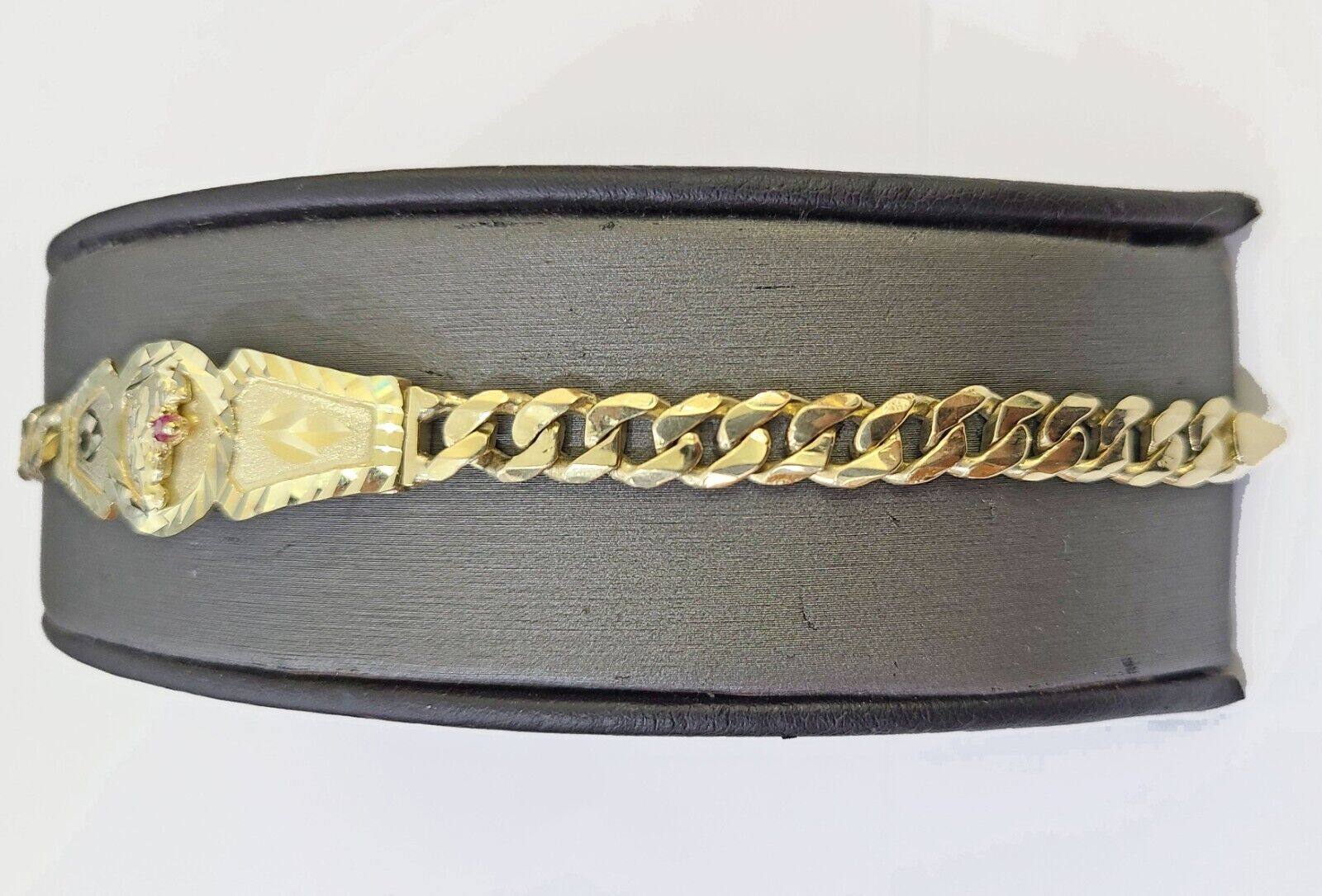10k Gold St Lazaro Miami Cuban Bracelet Size 8" Inches 7mm 10kt Mens Ladies - Reva Jeweler