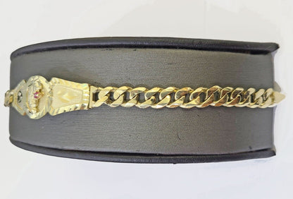 10k Gold St Lazaro Miami Cuban Bracelet Size 8" Inches 7mm 10kt Mens Ladies - Reva Jeweler
