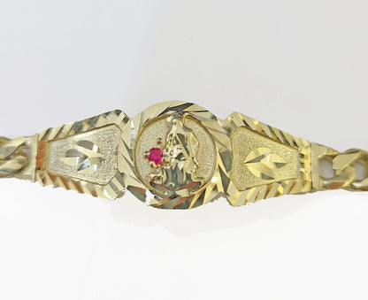 10k Gold St Lazaro Miami Cuban Bracelet Size 8" Inches 7mm 10kt Mens Ladies - Reva Jeweler